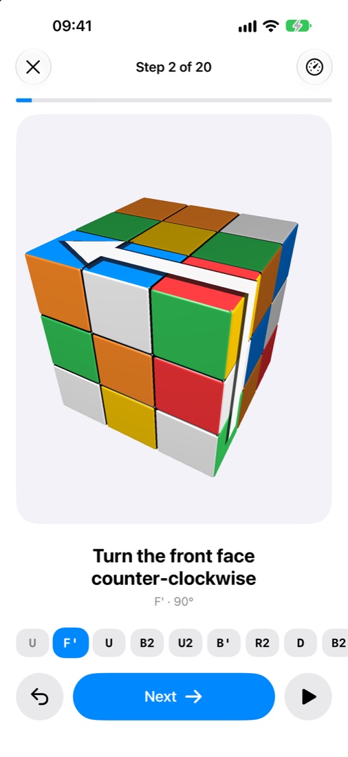 Step-by-step guide showing an arrow on the cube